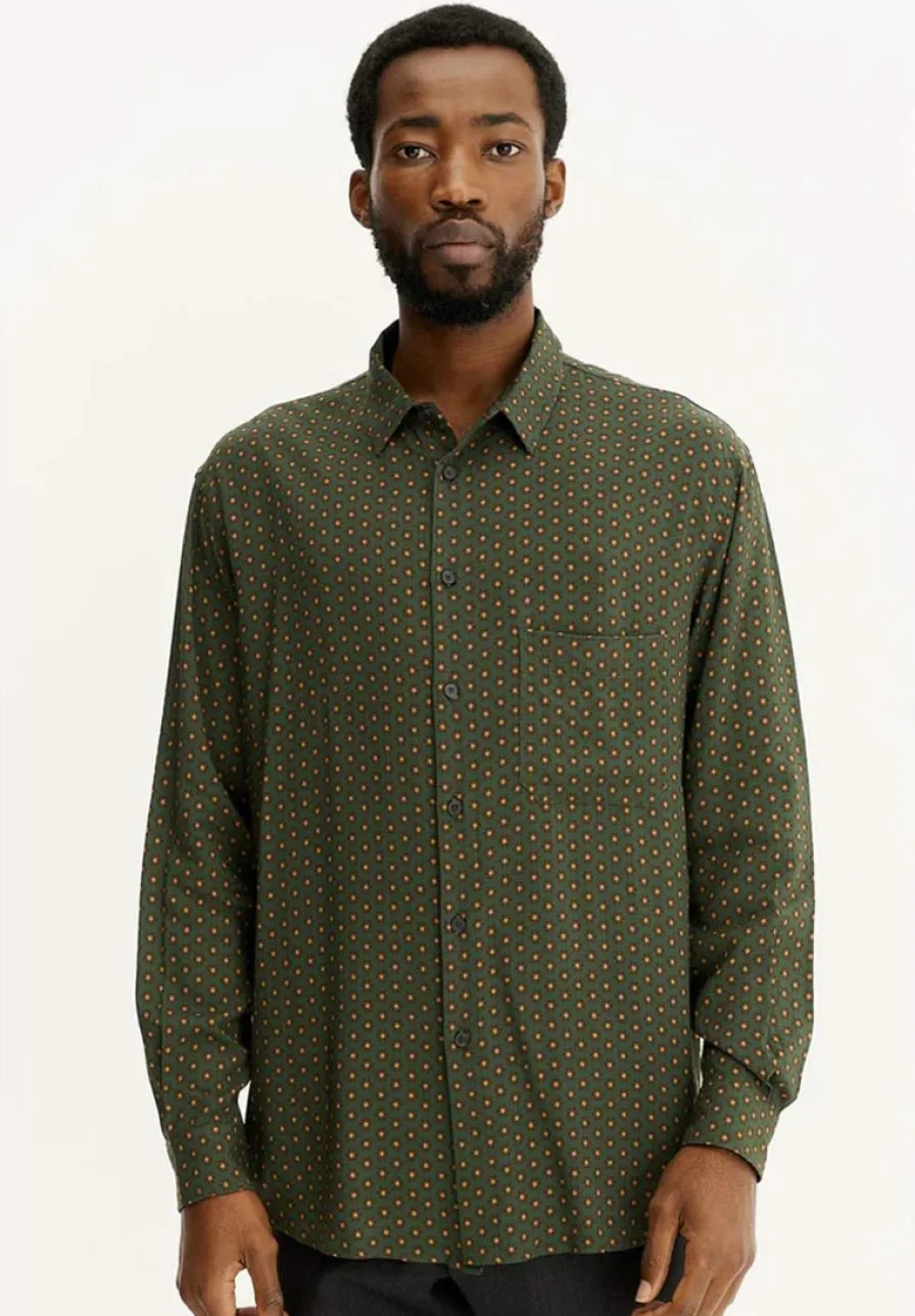 Store Chemise Imprimée Homme Vert | Femme Fin De Collection | Chemises