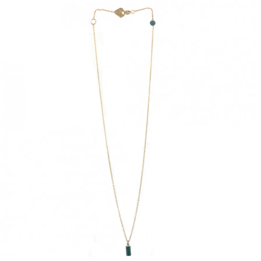 Hot Collier Mini Mémoire avec pierre en Malachite - Fabriqué en France Bijoux