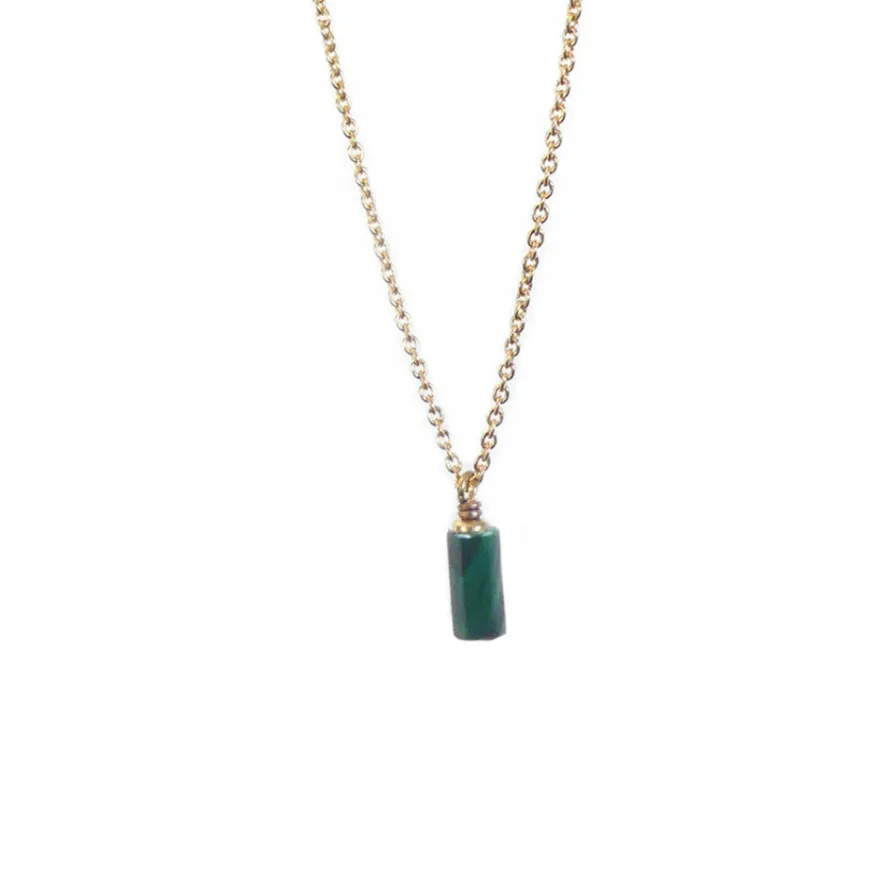 Hot Collier Mini Mémoire avec pierre en Malachite - Fabriqué en France Bijoux