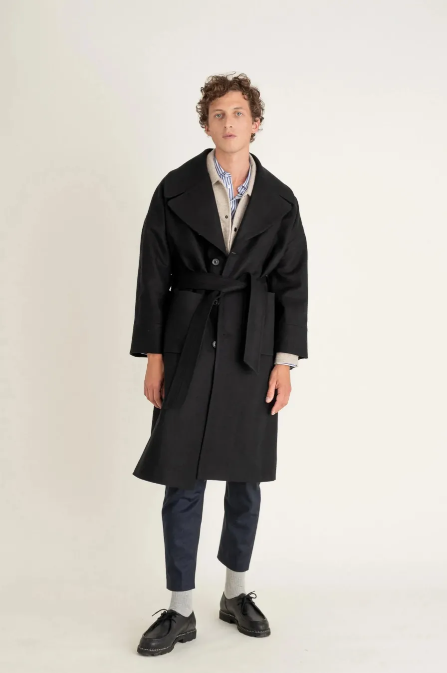 Flash Sale Manteau Long Mixte DEAN - En Laine - En Couleur Noir Femme Manteaux & Vestes