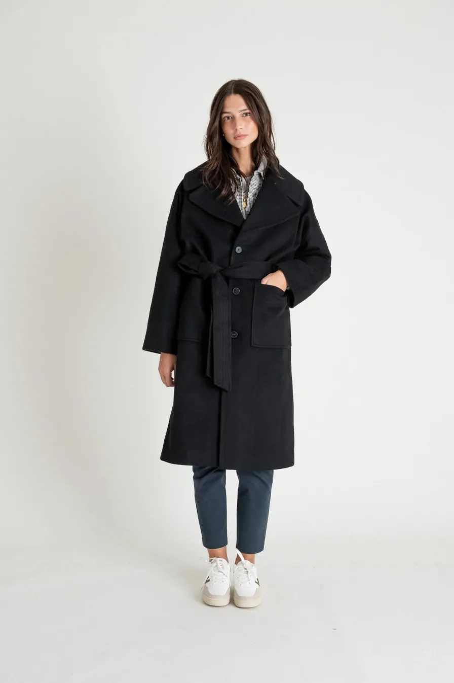 Flash Sale Manteau Long Mixte DEAN - En Laine - En Couleur Noir Femme Manteaux & Vestes