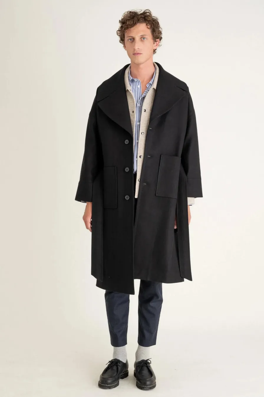 Flash Sale Manteau Long Mixte DEAN - En Laine - En Couleur Noir Femme Manteaux & Vestes