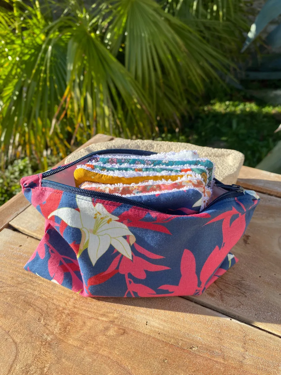 Cheap Pochette Alice fermeture éclair imprimé fleuri en Coton Biologique GOTS - Cousu à la main à l'Ile d'Oléron (France) ecoresponsable Petite Maroquinerie