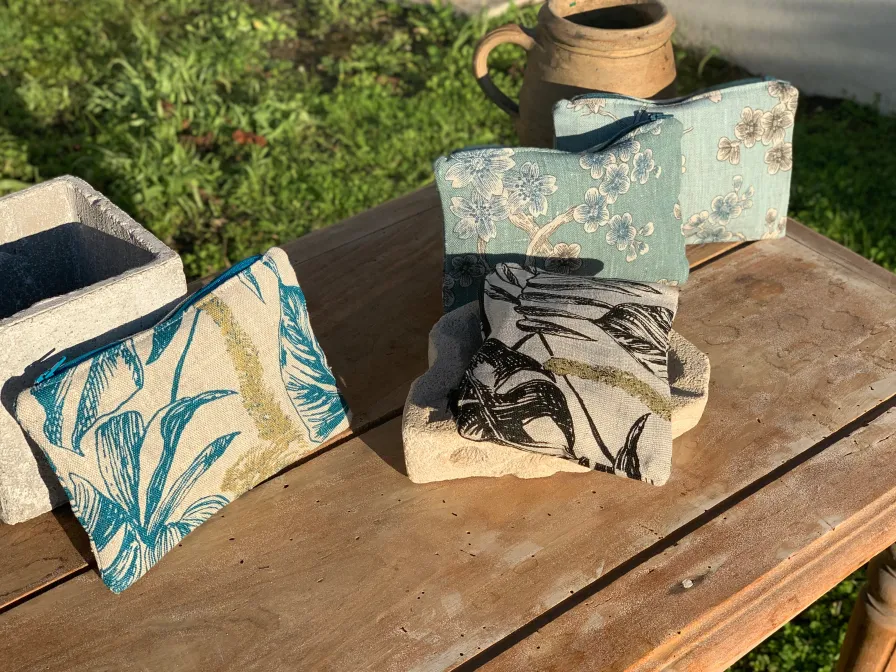 Sale Pochette Alice fermeture éclair imprimé fleuri en Coton Biologique GOTS - Cousu à la main à l'Ile d'Oléron (France) ecoresponsable Petite Maroquinerie
