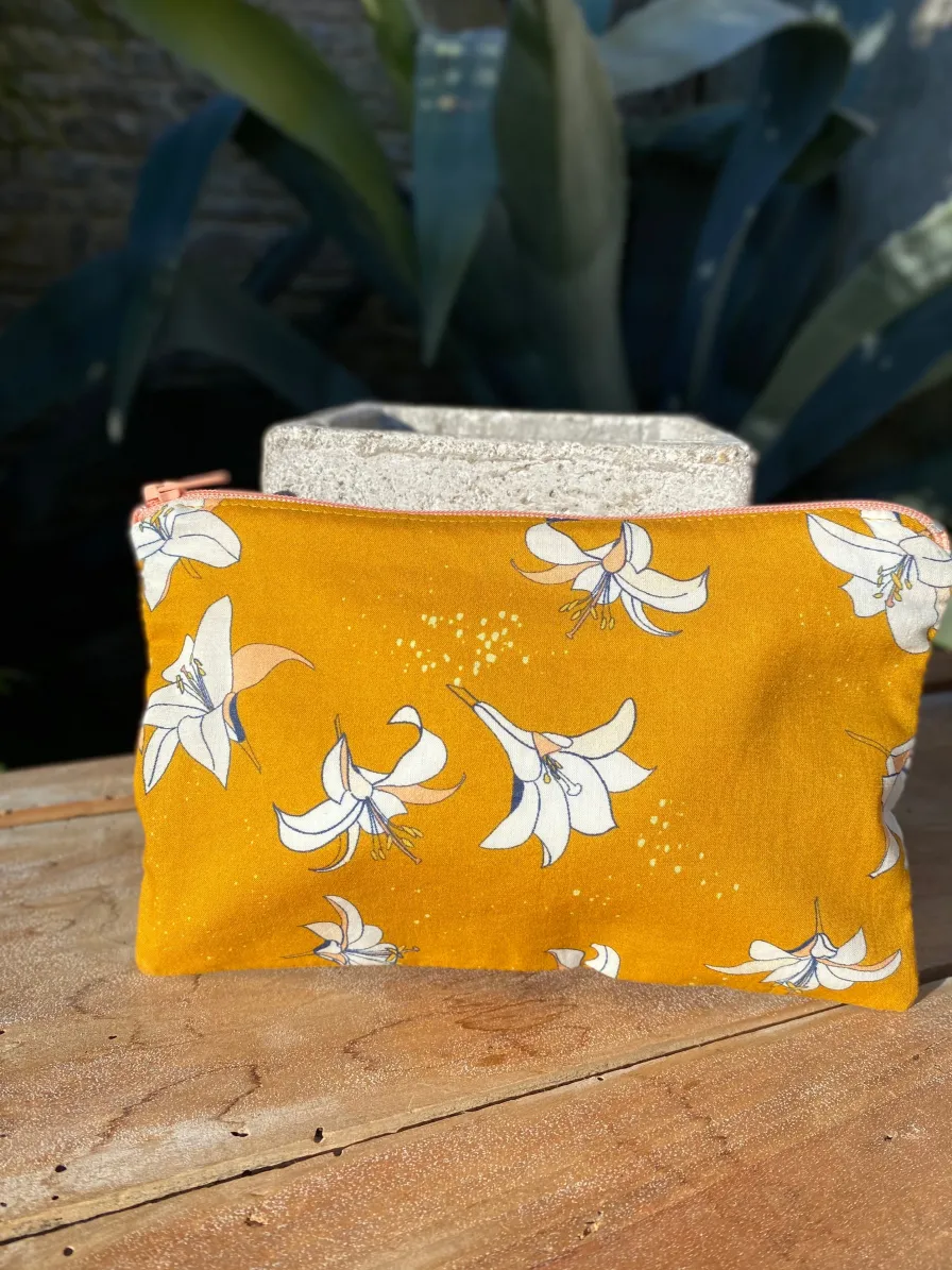 Cheap Pochette Alice fermeture éclair imprimé fleuri en Coton Biologique GOTS - Cousu à la main à l'Ile d'Oléron (France) ecoresponsable Petite Maroquinerie