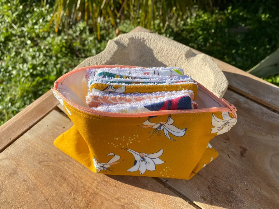 Cheap Pochette Alice fermeture éclair imprimé fleuri en Coton Biologique GOTS - Cousu à la main à l'Ile d'Oléron (France) ecoresponsable Petite Maroquinerie