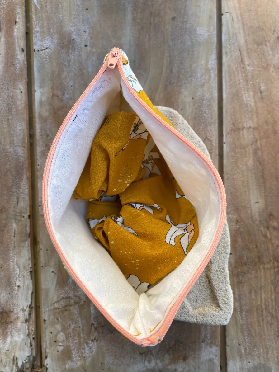 Cheap Pochette Alice fermeture éclair imprimé fleuri en Coton Biologique GOTS - Cousu à la main à l'Ile d'Oléron (France) ecoresponsable Petite Maroquinerie