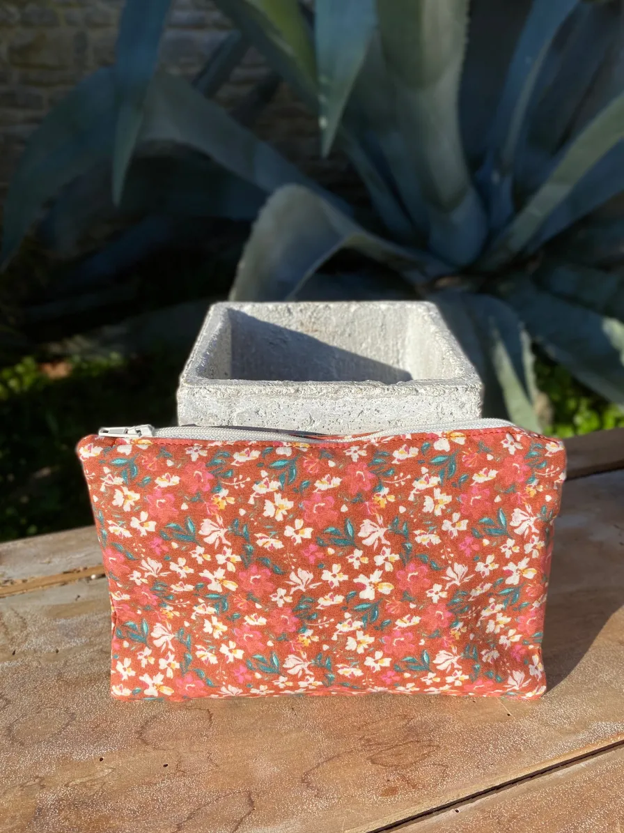 Cheap Pochette Alice fermeture éclair imprimé fleuri en Coton Biologique GOTS - Cousu à la main à l'Ile d'Oléron (France) ecoresponsable Petite Maroquinerie