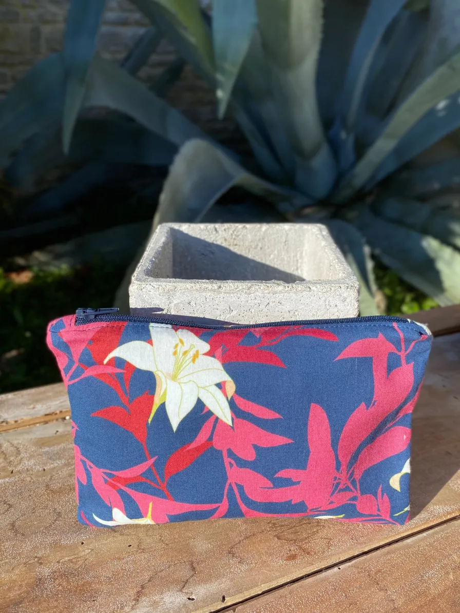 Cheap Pochette Alice fermeture éclair imprimé fleuri en Coton Biologique GOTS - Cousu à la main à l'Ile d'Oléron (France) ecoresponsable Petite Maroquinerie