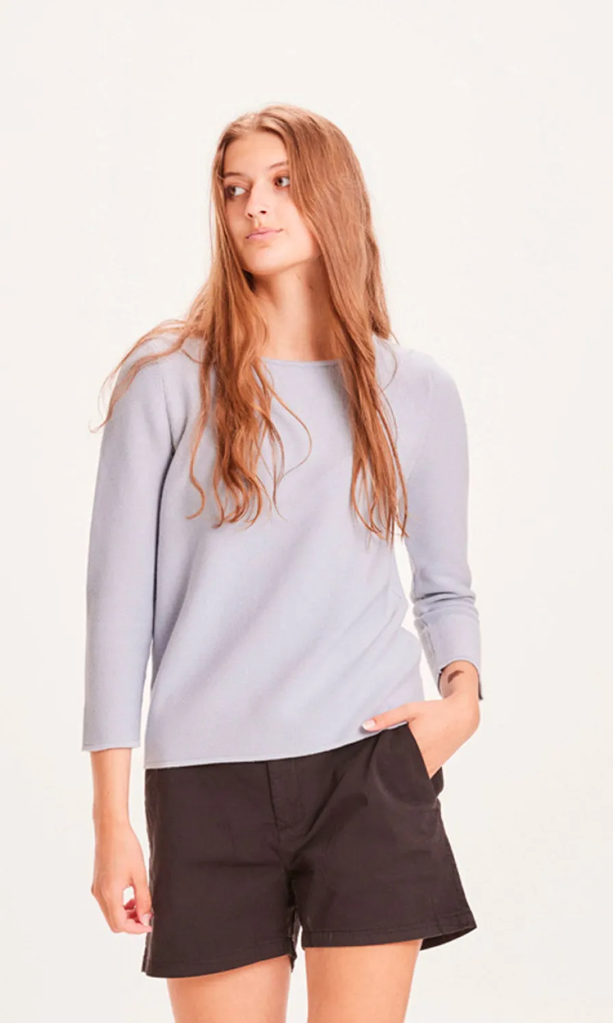 Fashion Pull manches trois quart Femme Bleu ciel | Femme Pulls & Sweats