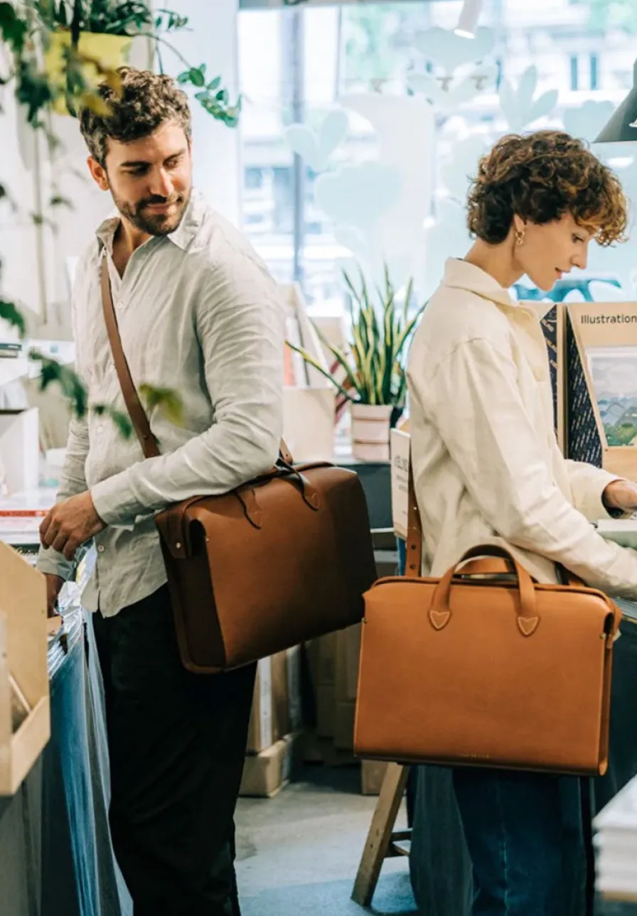 Store Sac cartable bandoulière Chocolat | Sacs Et Bananes