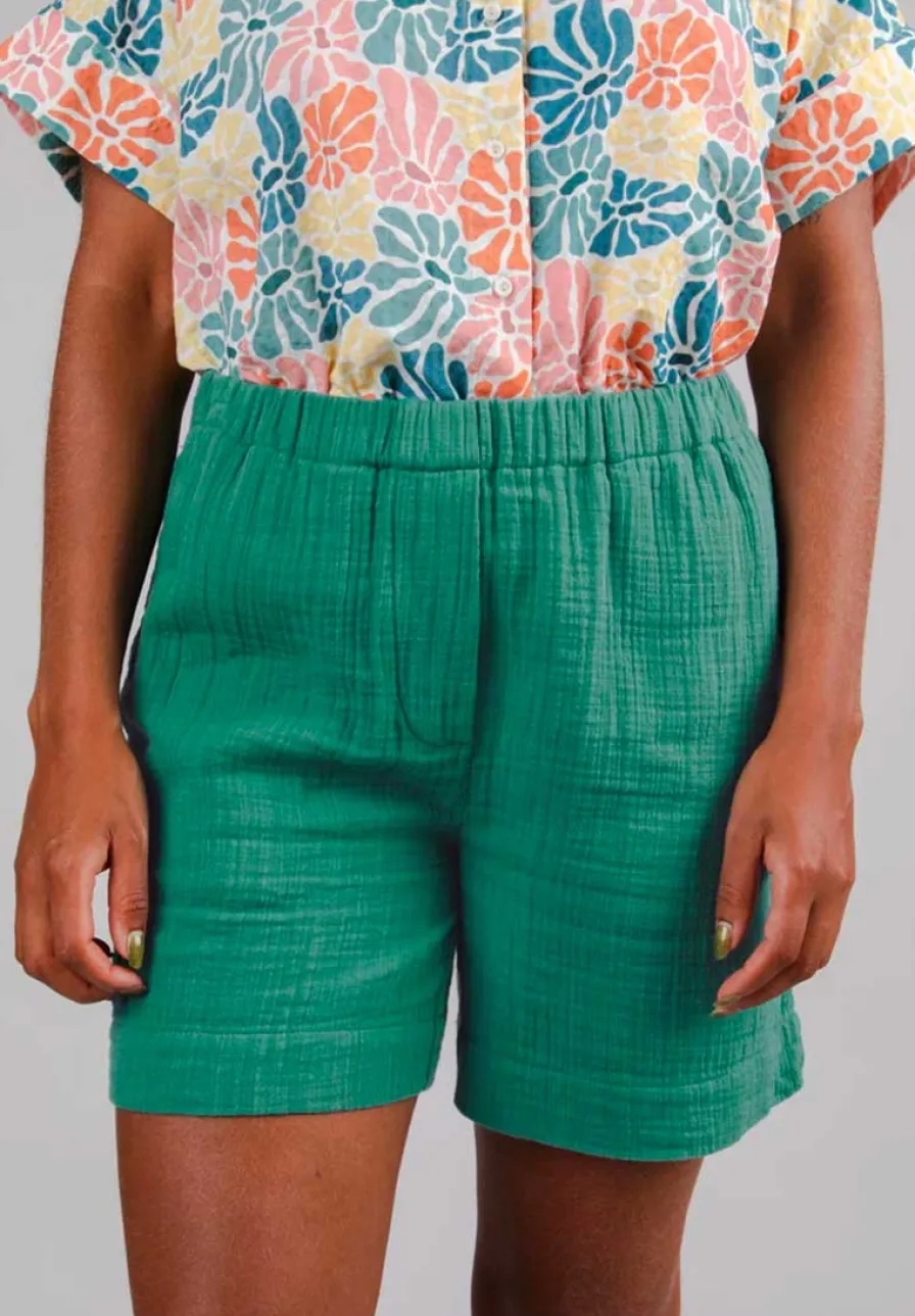 Online Short Gaze de coton Femme Bleu | Femme Fin De Collection | Jupes & Shorts