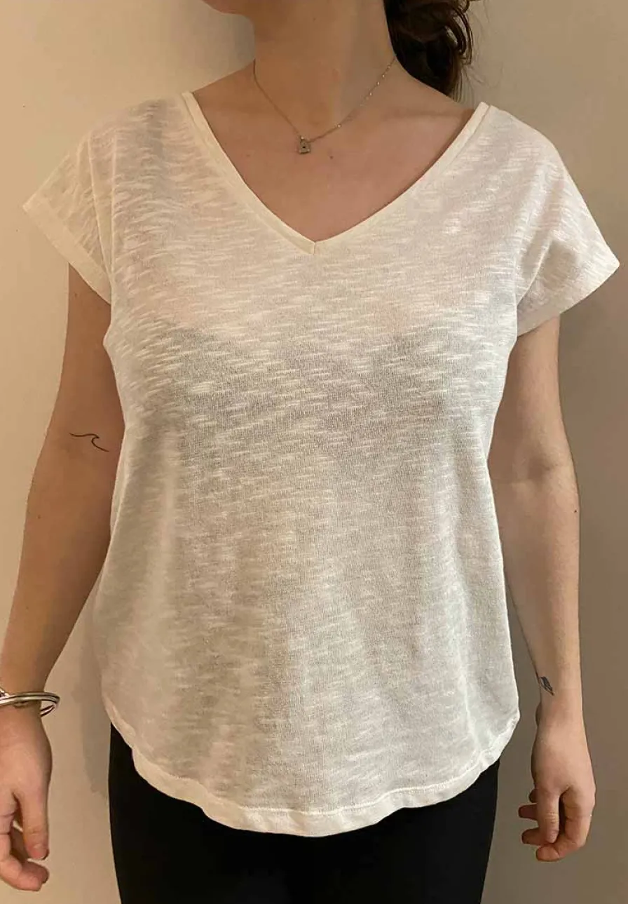 Flash Sale Tee-shirt Unicolor Coton Upcyclé | Femme Tops